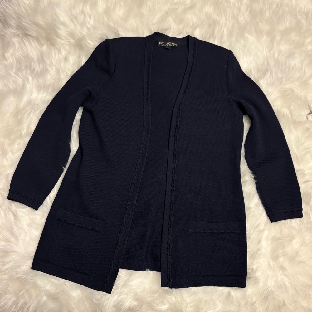 St. John Basics Navy Sweater, Navy Blue knit Cardigan, Capsule wardrobe, Staple